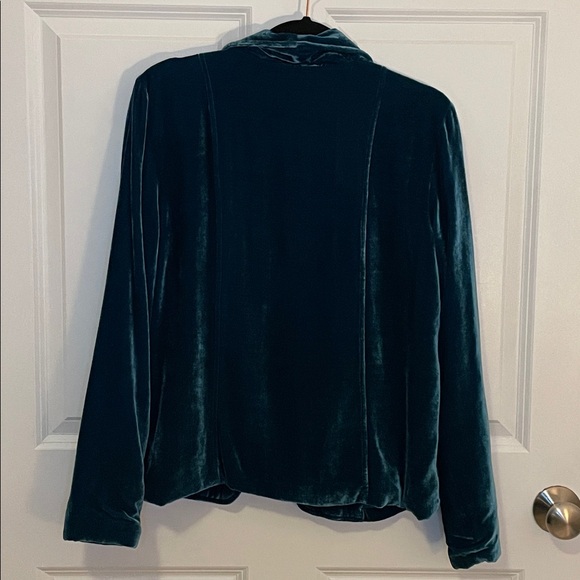Sundance Teal Velvet silk Jacket Shawl Collar Pockets Women’s 6 - Picture 7 of 8